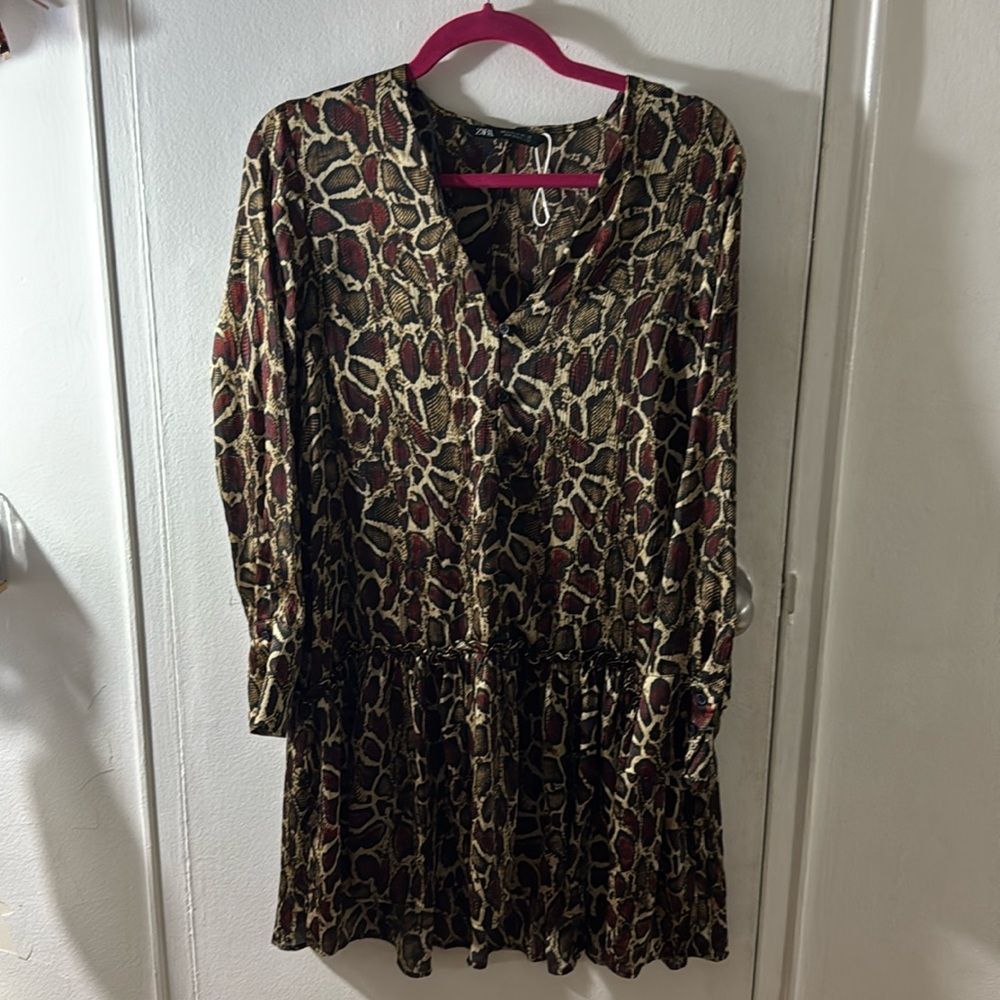 Zara animal print shirt dress size M